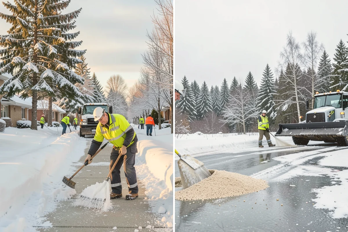 Circular Driveway Snow Removal in Milton, King County, WA - We clear the full circular path to pavement
