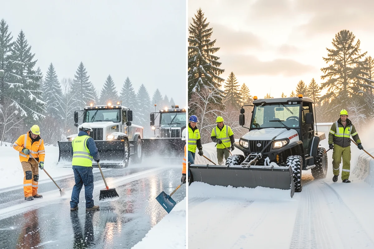 Circular Driveway Snow Removal in Monroe, Snohomish County, WA - We clear the full circular path to pavement