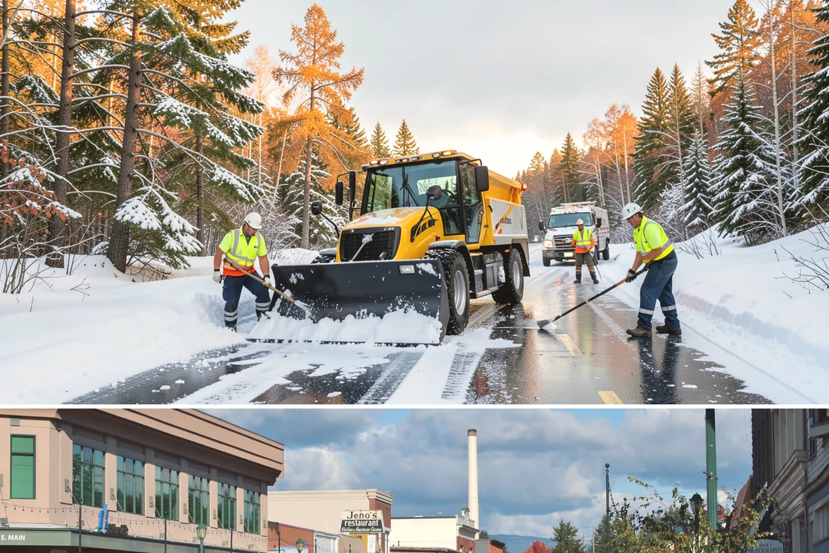 Circular Driveway Snow Removal in Monroe, Snohomish County, WA - Circular driveway service is busiest during lowland snowfalls in midwinter.