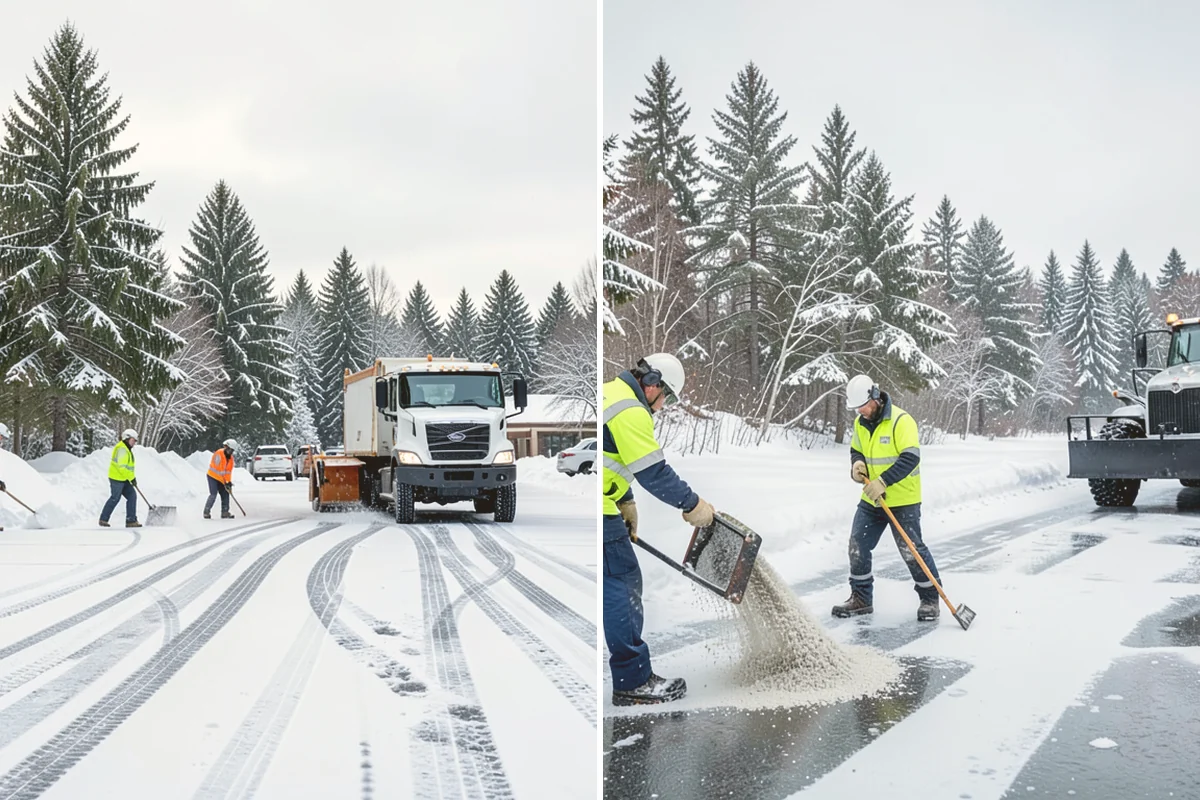 Circular Driveway Snow Removal in Newcastle, King County, WA - We clear the full circular path to pavement
