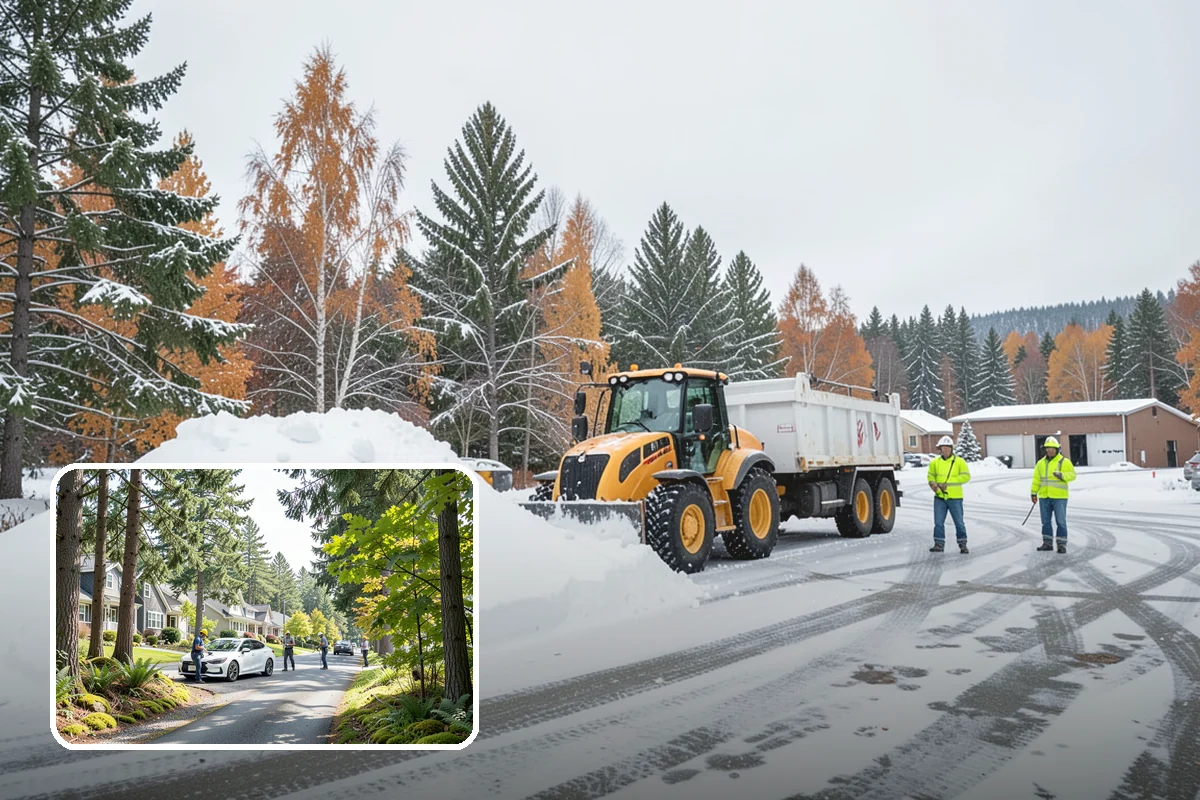 Circular Driveway Snow Removal in Normandy Park, King County, WA - Even clearing around the full loop