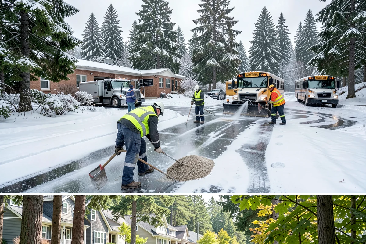 Circular Driveway Snow Removal in Normandy Park, King County, WA - Circular driveway service is busiest during lowland snowfalls in midwinter.