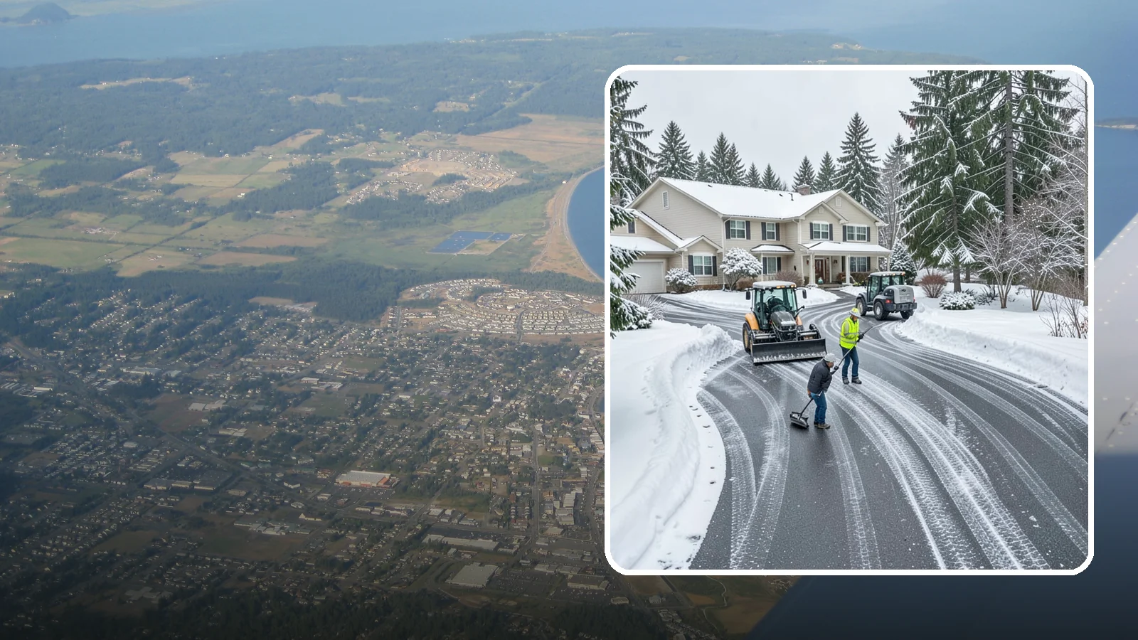 Circular Driveway Snow Removal in Oak Harbor, Island County, WA - We clear curved circular driveways evenly so the full loop stays open and safe.