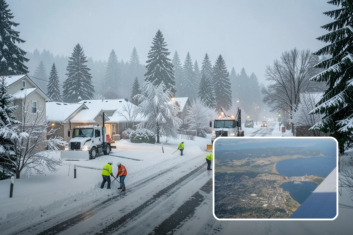 Circular Driveway Snow Removal in Oak Harbor, Island County, WA - Even clearing around the full loop