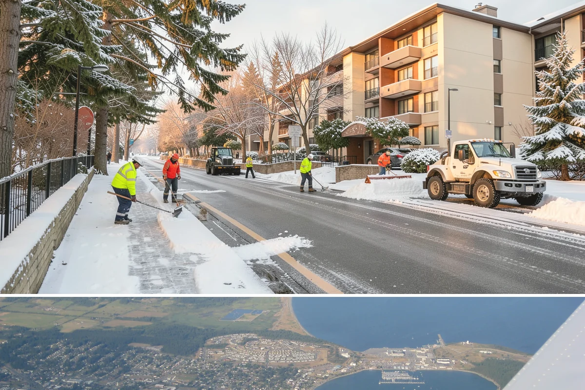 Circular Driveway Snow Removal in Oak Harbor, Island County, WA - Circular driveway service is busiest during lowland snowfalls in midwinter.