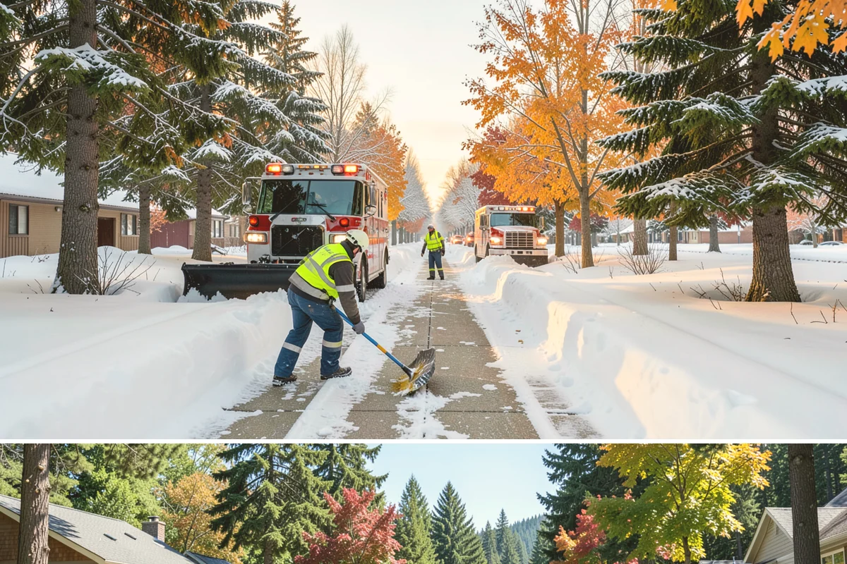 Circular Driveway Snow Removal in Orting, Pierce County, WA - Circular driveway service is busiest during lowland snowfalls in midwinter.