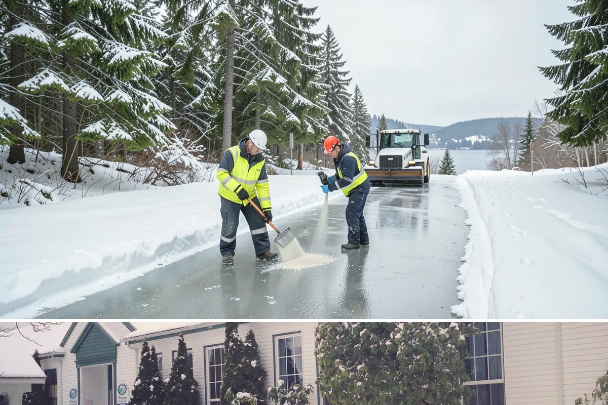 Circular Driveway Snow Removal in Pacific, King County, WA - Circular driveway service is busiest during lowland snowfalls in midwinter.