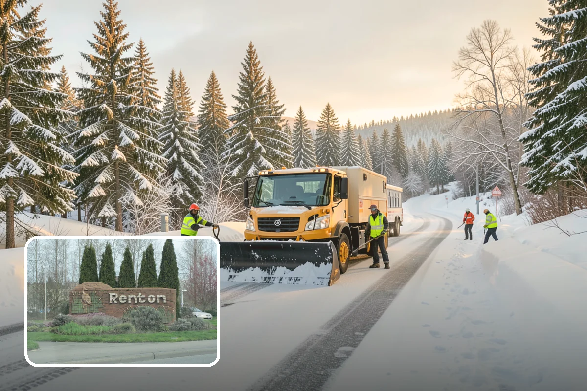 Circular Driveway Snow Removal in Renton, King County, WA - Even clearing around the full loop