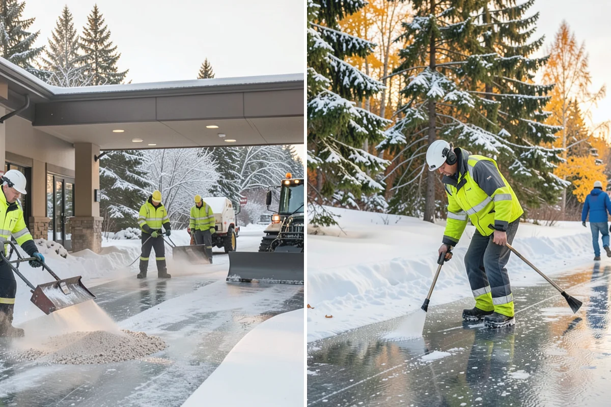 Circular Driveway Snow Removal in Renton, King County, WA - We clear the full circular path to pavement