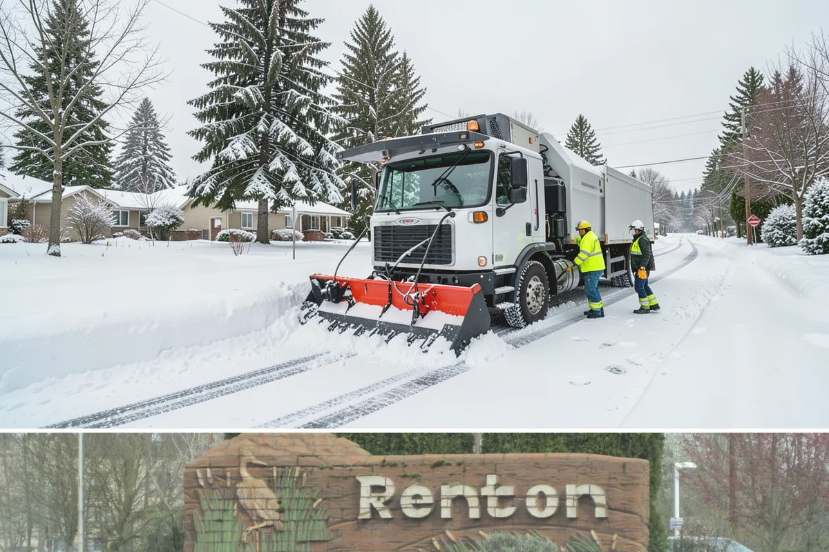 Circular Driveway Snow Removal in Renton, King County, WA - Circular driveway service is busiest during lowland snowfalls in midwinter.