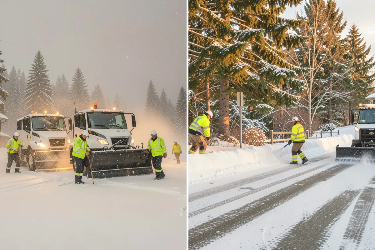 Circular Driveway Snow Removal in Sammamish, King County, WA - We clear the full circular path to pavement
