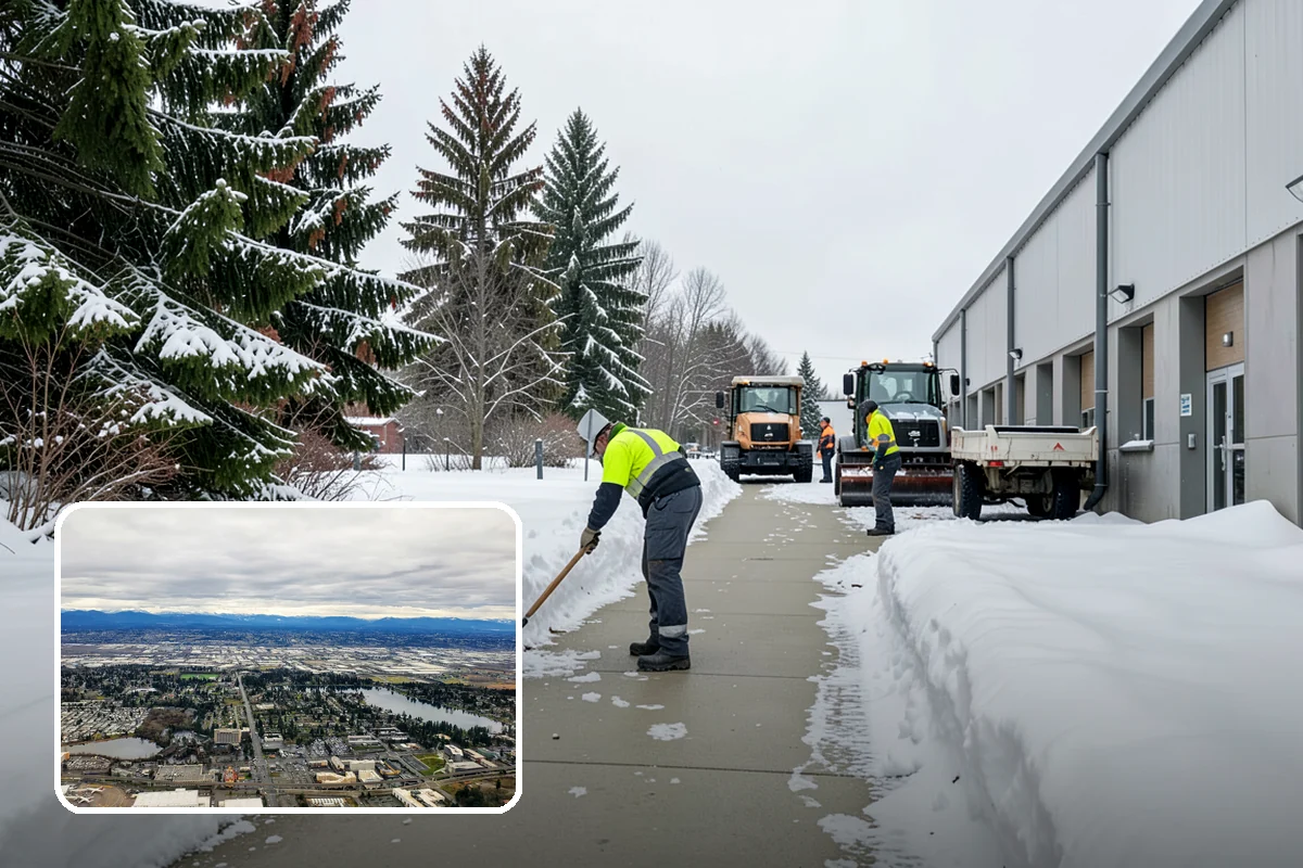 Circular Driveway Snow Removal in SeaTac, King County, WA - Even clearing around the full loop