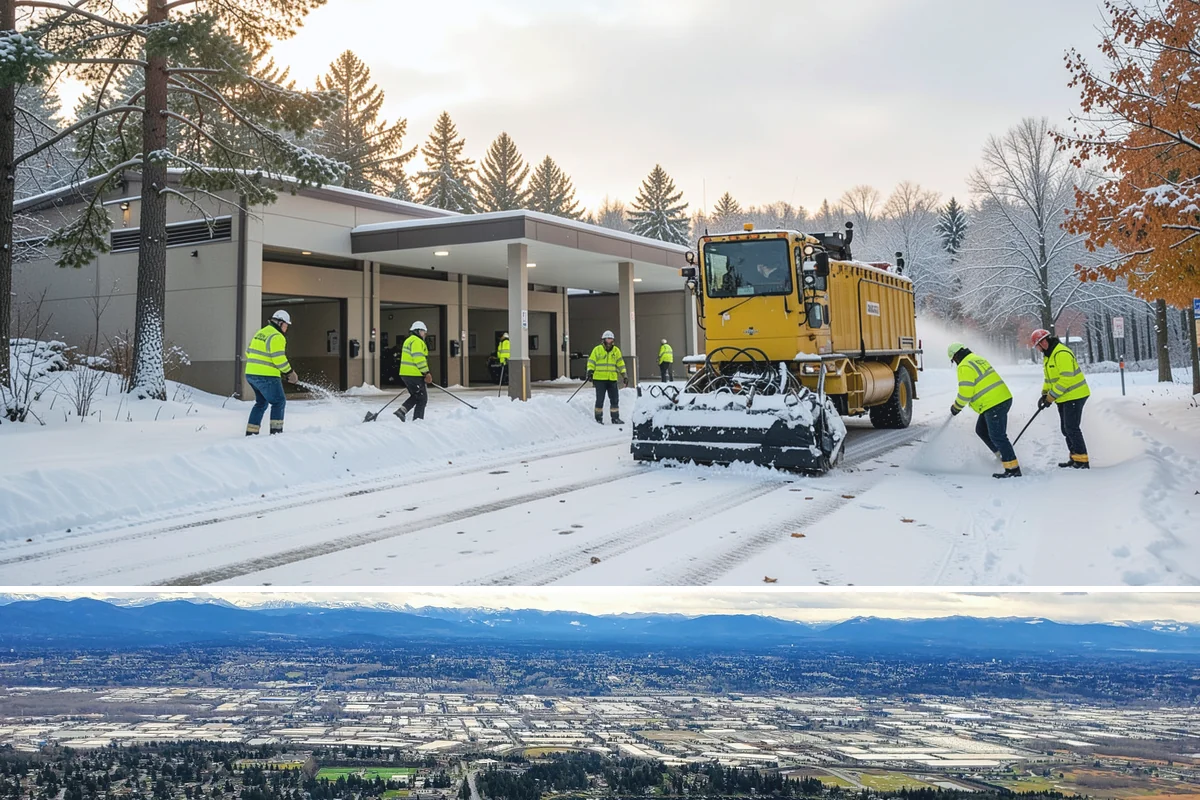 Circular Driveway Snow Removal in SeaTac, King County, WA - Circular driveway service is busiest during lowland snowfalls in midwinter.