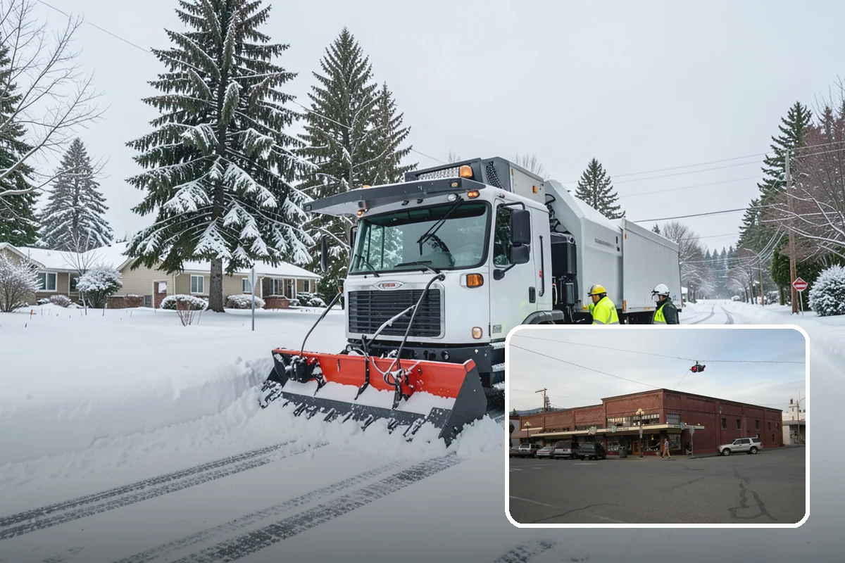 Circular Driveway Snow Removal in Sedro-Woolley, Skagit County, WA - Even clearing around the full loop
