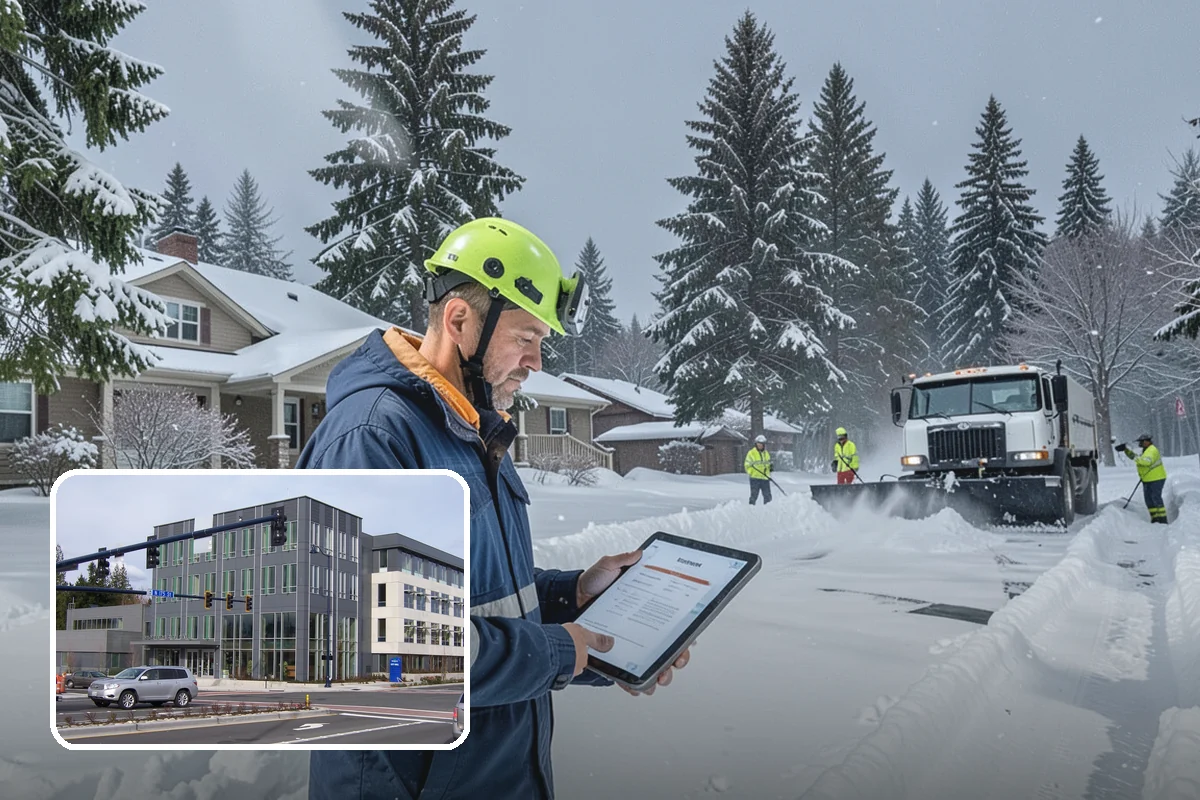 Circular Driveway Snow Removal in Shoreline, King County, WA - Even clearing around the full loop