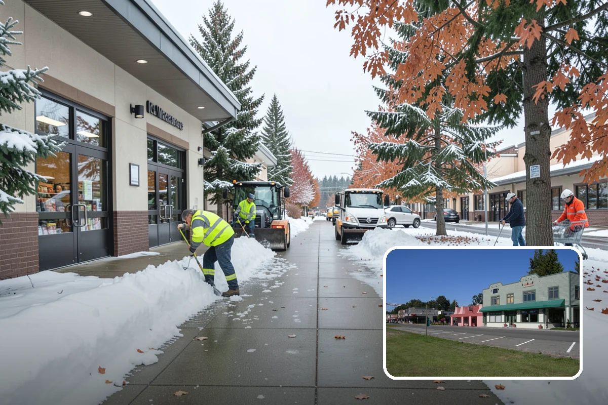 Circular Driveway Snow Removal in Snoqualmie, King County, WA - Even clearing around the full loop