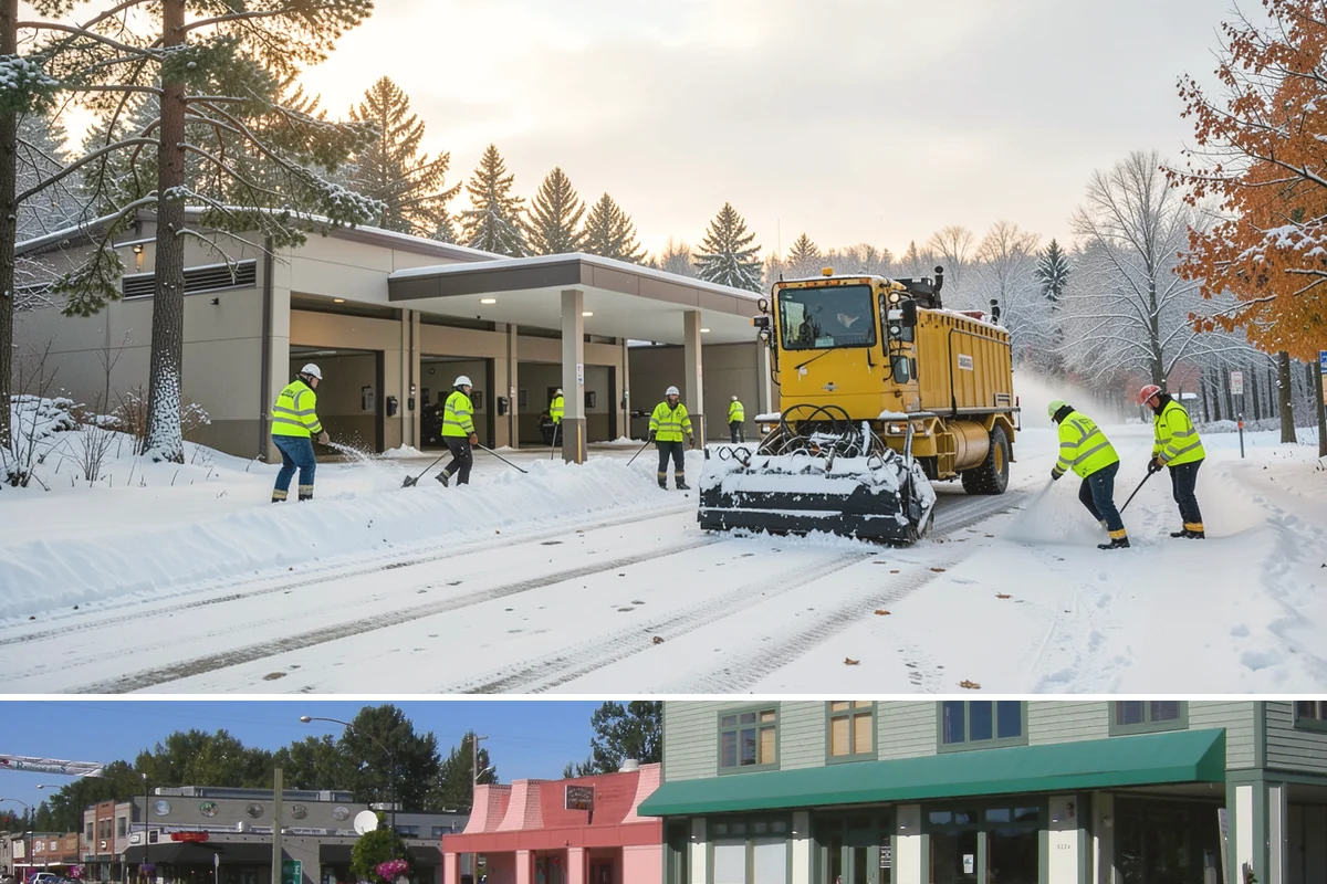 Circular Driveway Snow Removal in Snoqualmie, King County, WA - Circular driveway service is busiest during lowland snowfalls in midwinter.