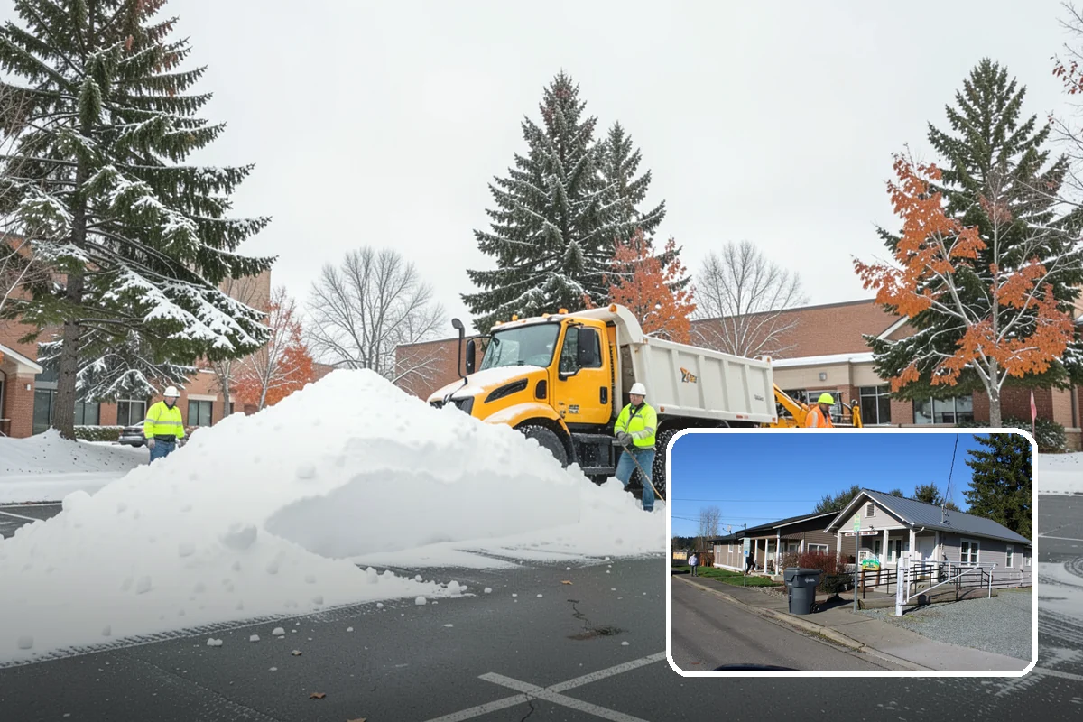 Circular Driveway Snow Removal in South Prairie, Pierce County, WA - Even clearing around the full loop