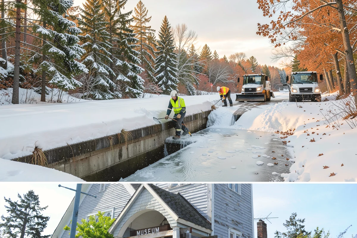 Circular Driveway Snow Removal in Steilacoom, Pierce County, WA - Circular driveway service is busiest during lowland snowfalls in midwinter.