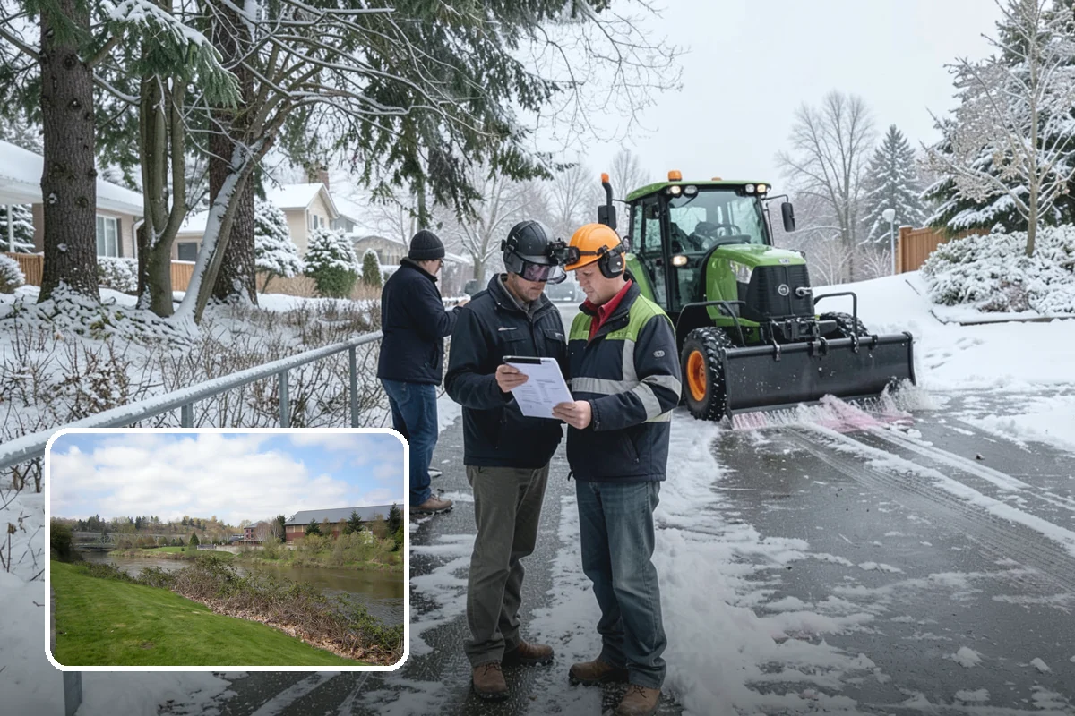 Circular Driveway Snow Removal in Tukwila, King County, WA - Even clearing around the full loop