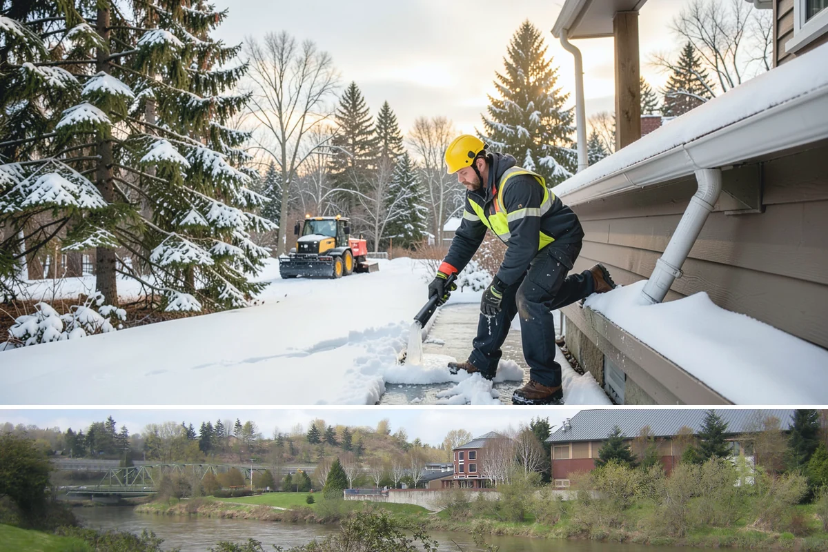 Circular Driveway Snow Removal in Tukwila, King County, WA - Circular driveway service is busiest during lowland snowfalls in midwinter.
