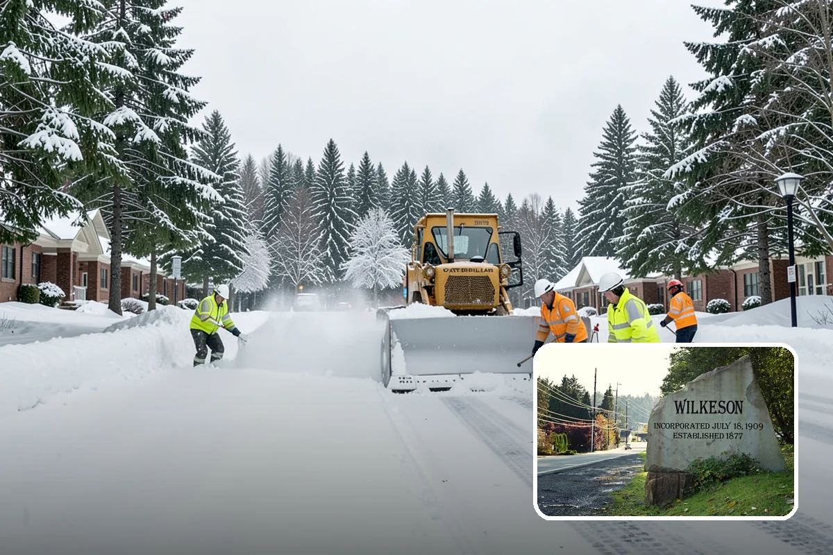 Circular Driveway Snow Removal in Wilkeson, Pierce County, WA - Even clearing around the full loop