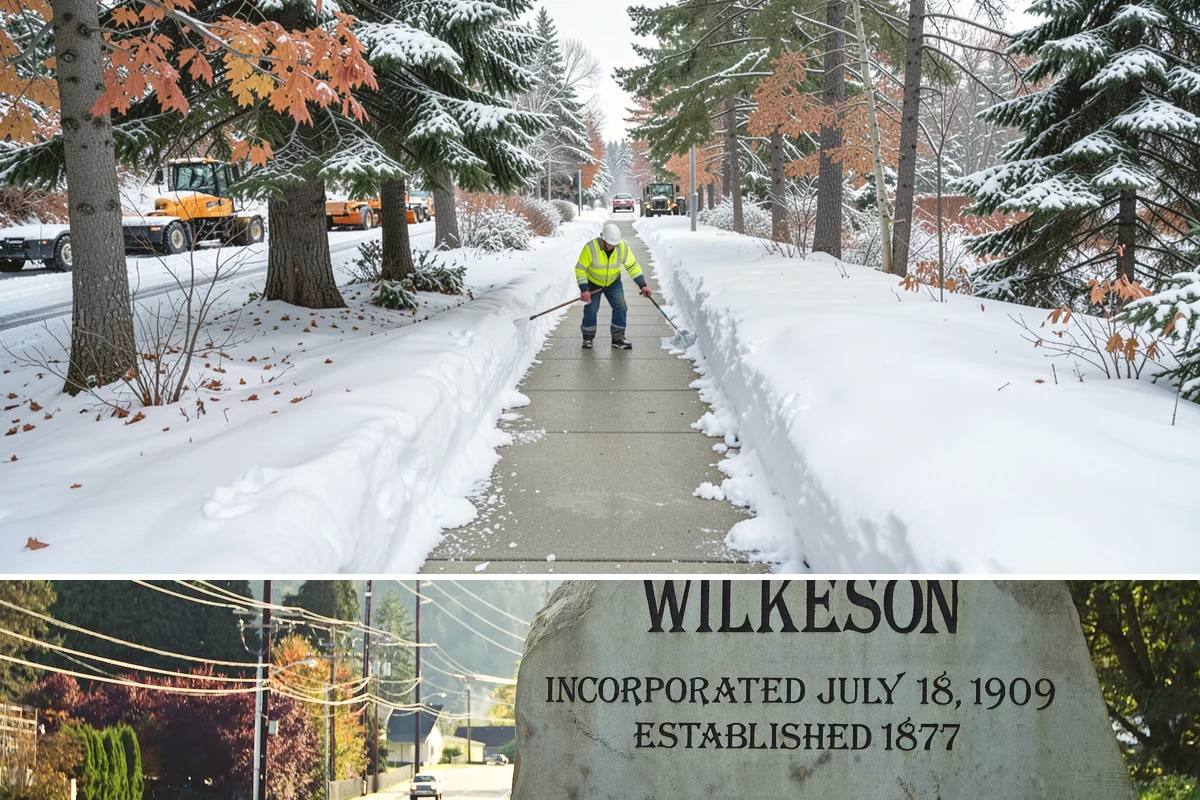 Circular Driveway Snow Removal in Wilkeson, Pierce County, WA - Circular driveway service is busiest during lowland snowfalls in midwinter.
