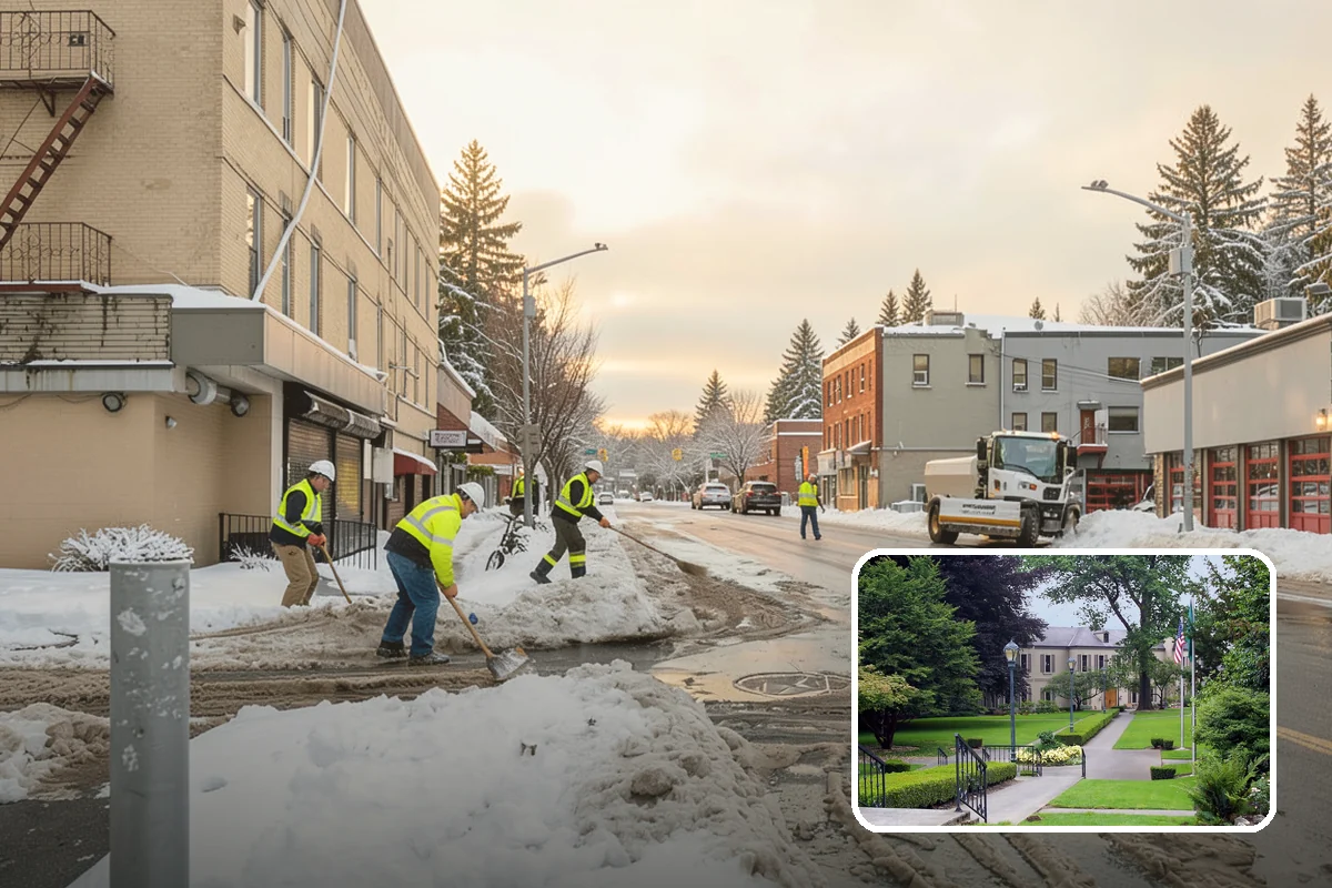 Circular Driveway Snow Removal in Woodinville, King County, WA - Even clearing around the full loop