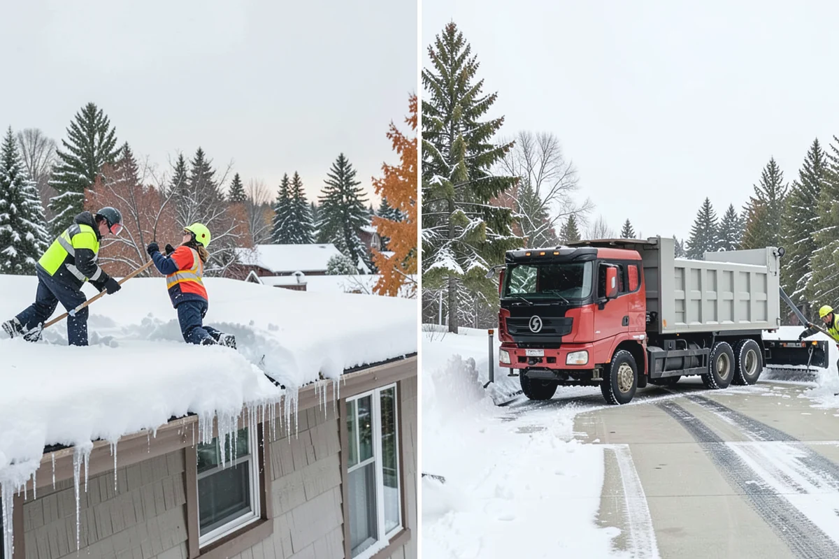 Circular Driveway Snow Removal in Woodinville, King County, WA - We clear the full circular path to pavement