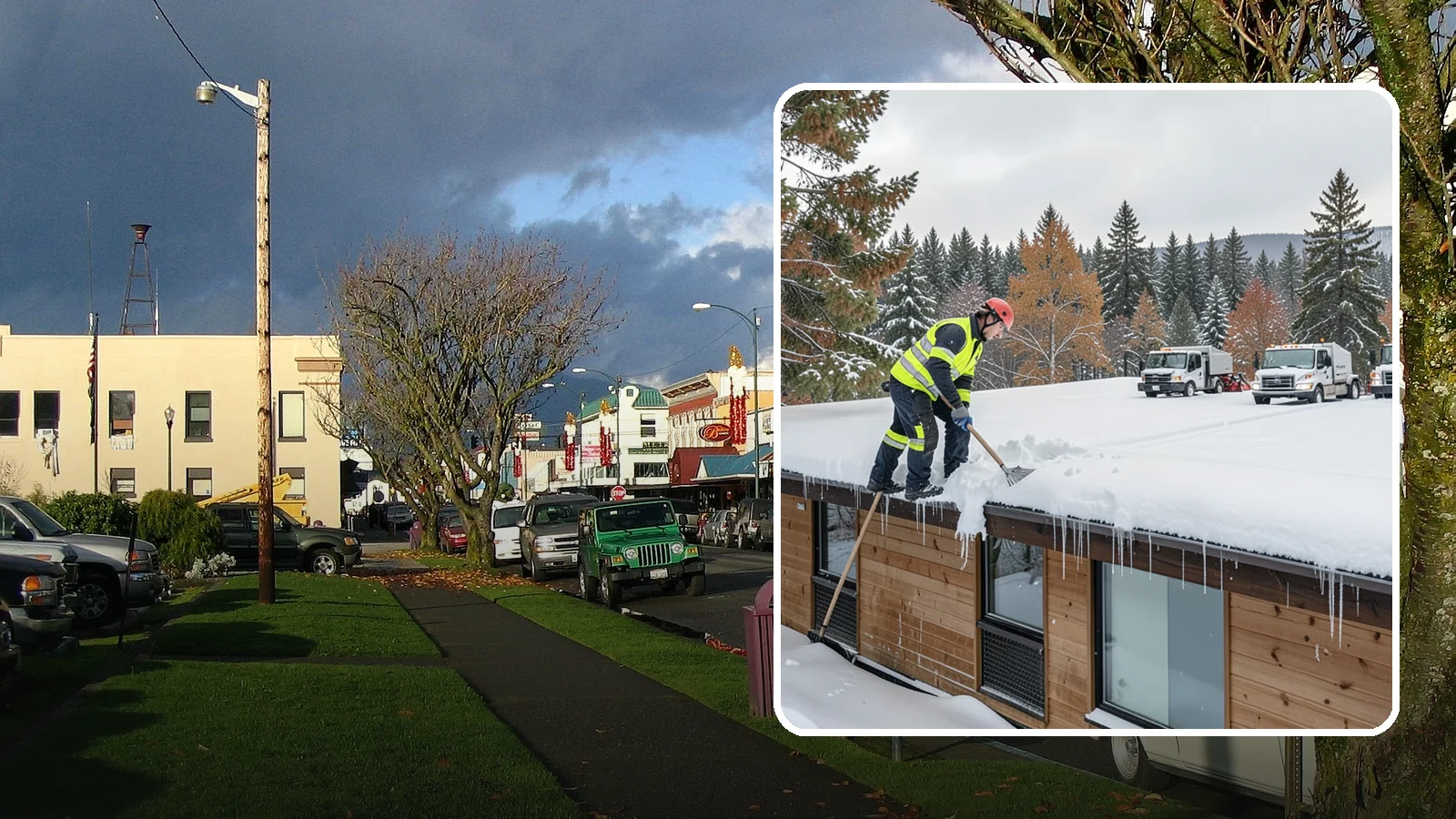 Commercial Roof Snow Removal in Arlington, Snohomish County, WA - We manage snow load on large commercial roofs to keep buildings safe and operations running.