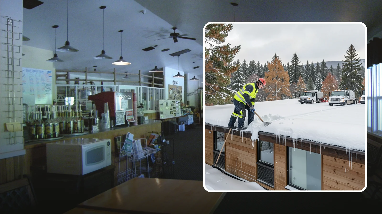 Commercial Roof Snow Removal in Black Diamond, King County, WA - We manage snow load on large commercial roofs to keep buildings safe and operations running.