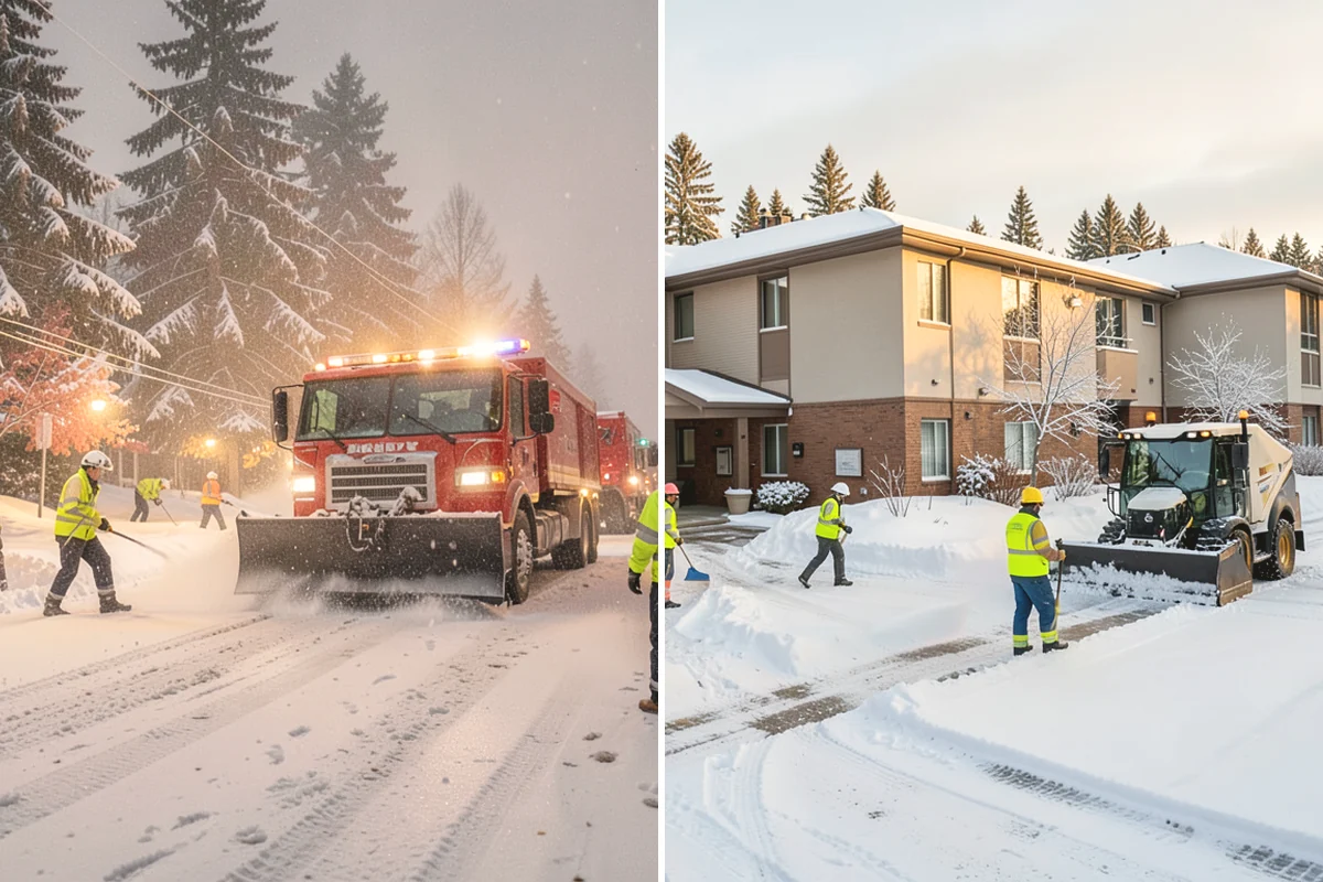 Commercial Roof Snow Removal in Black Diamond, King County, WA - Survey the roof, equipment, and drains