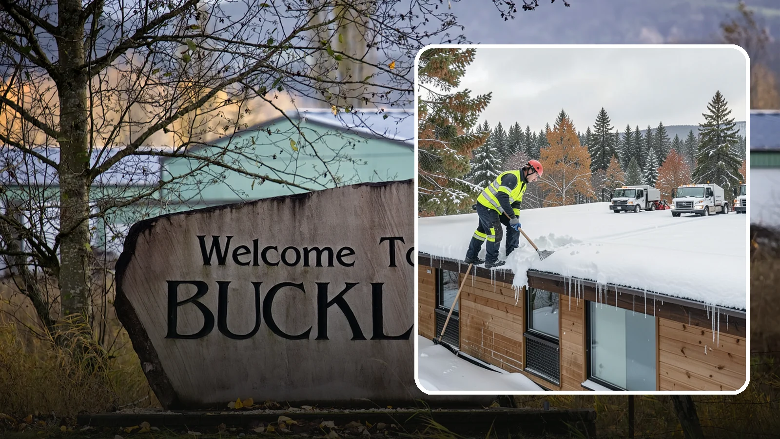 Commercial Roof Snow Removal in Buckley, Pierce County, WA - We manage snow load on large commercial roofs to keep buildings safe and operations running.