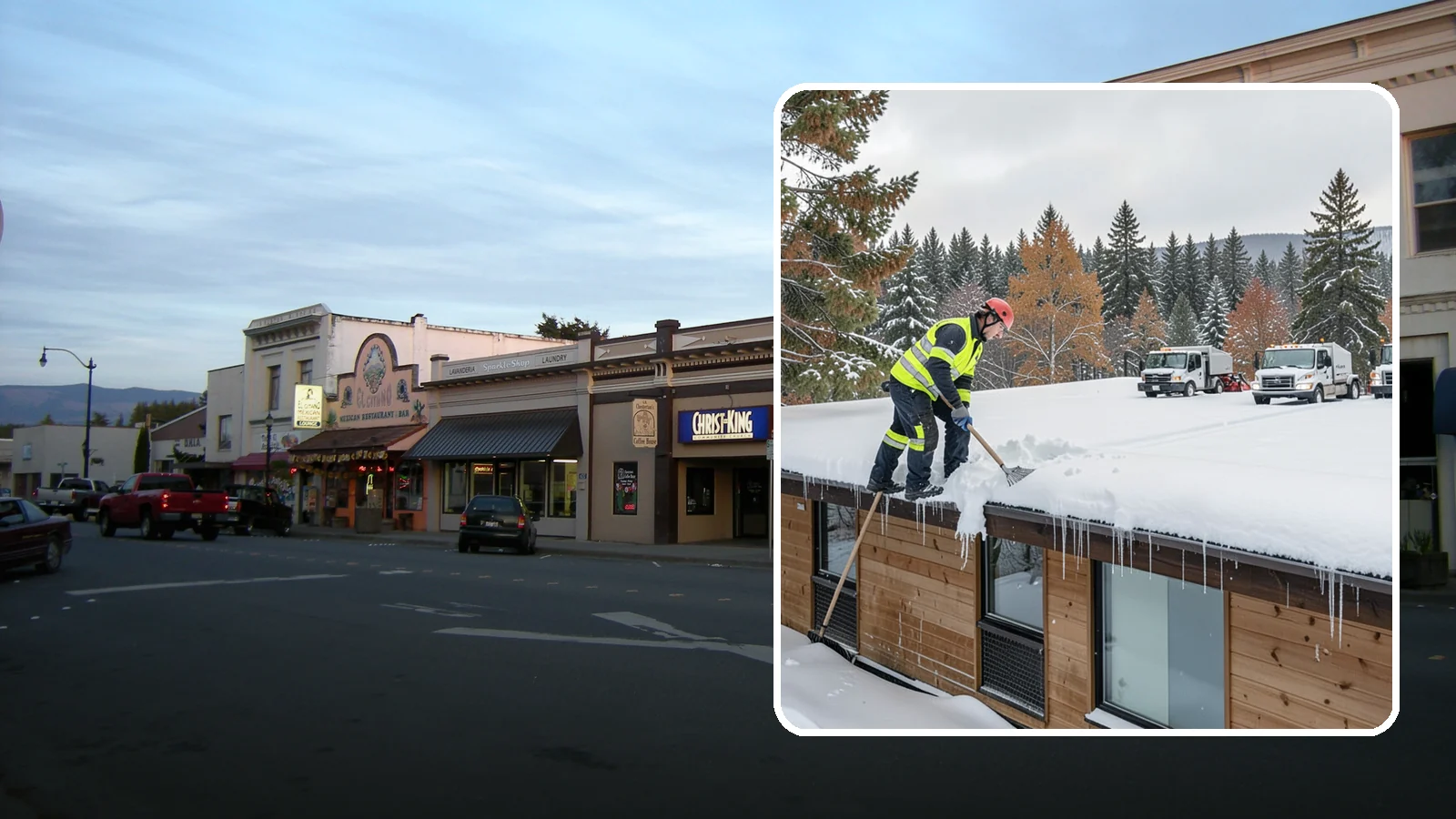 Commercial Roof Snow Removal in Burlington, Skagit County, WA - We manage snow load on large commercial roofs to keep buildings safe and operations running.