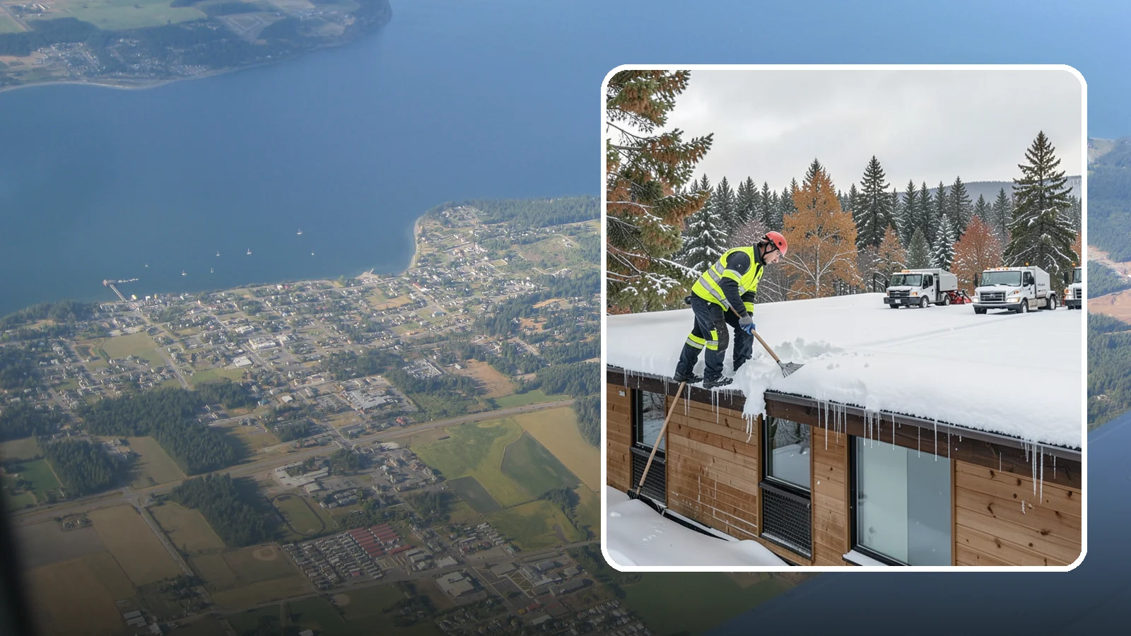Commercial Roof Snow Removal in Coupeville, Island County, WA - We manage snow load on large commercial roofs to keep buildings safe and operations running.