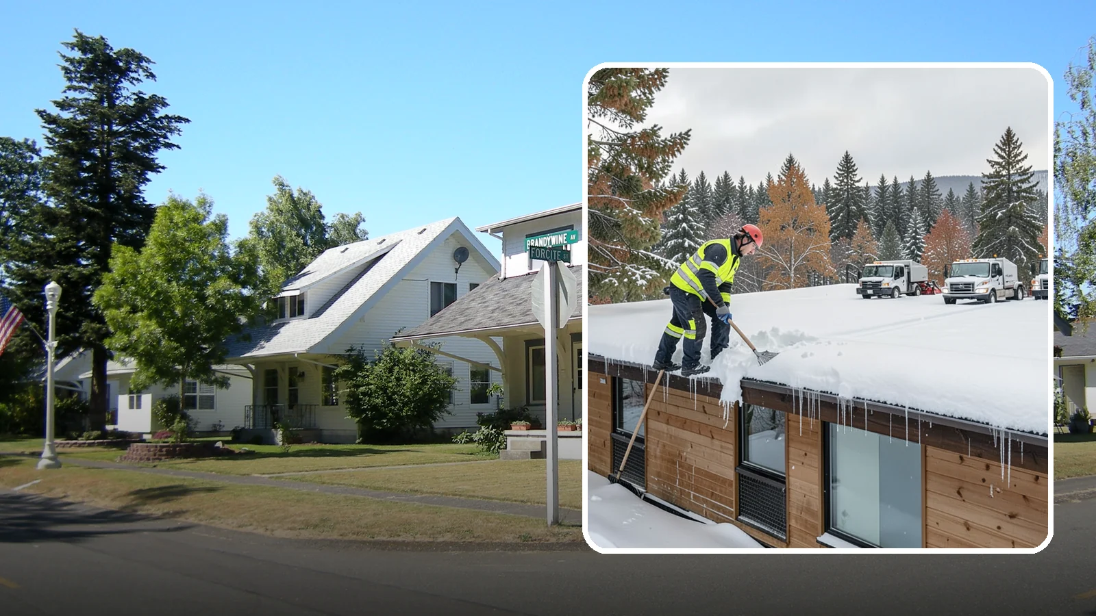 Commercial Roof Snow Removal in DuPont, Pierce County, WA - We manage snow load on large commercial roofs to keep buildings safe and operations running.