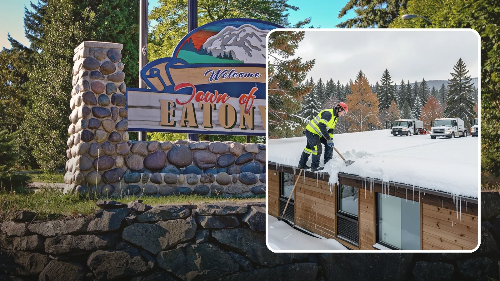 Commercial Roof Snow Removal in Eatonville, Pierce County, WA - We manage snow load on large commercial roofs to keep buildings safe and operations running.