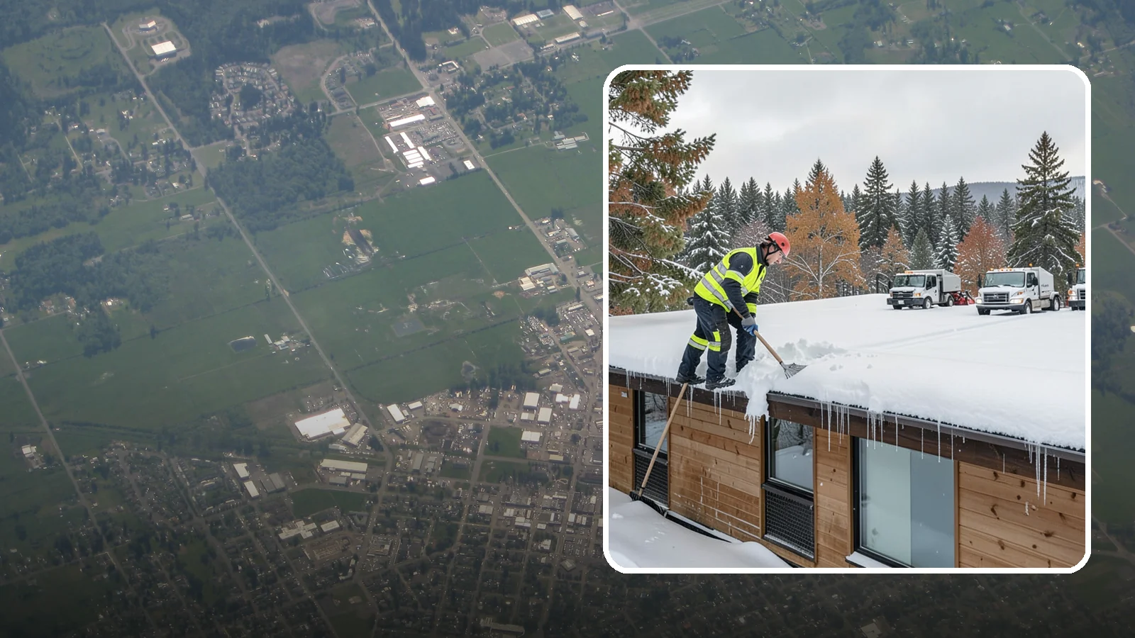 Commercial Roof Snow Removal in Enumclaw, King County, WA - We manage snow load on large commercial roofs to keep buildings safe and operations running.