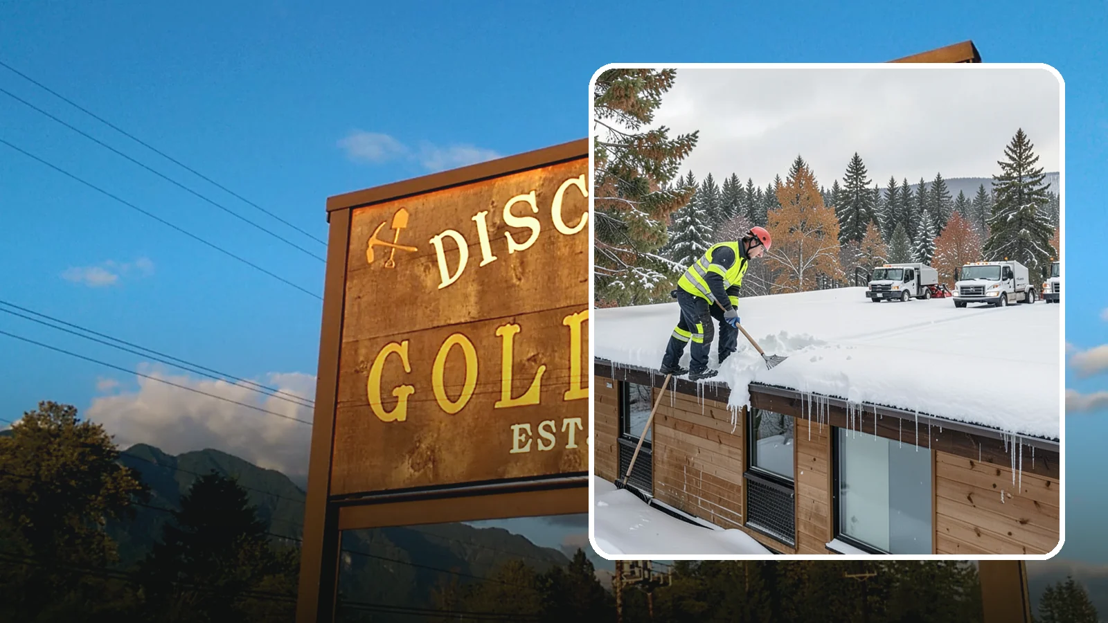 Commercial Roof Snow Removal in Gold Bar, Snohomish County, WA - We manage snow load on large commercial roofs to keep buildings safe and operations running.