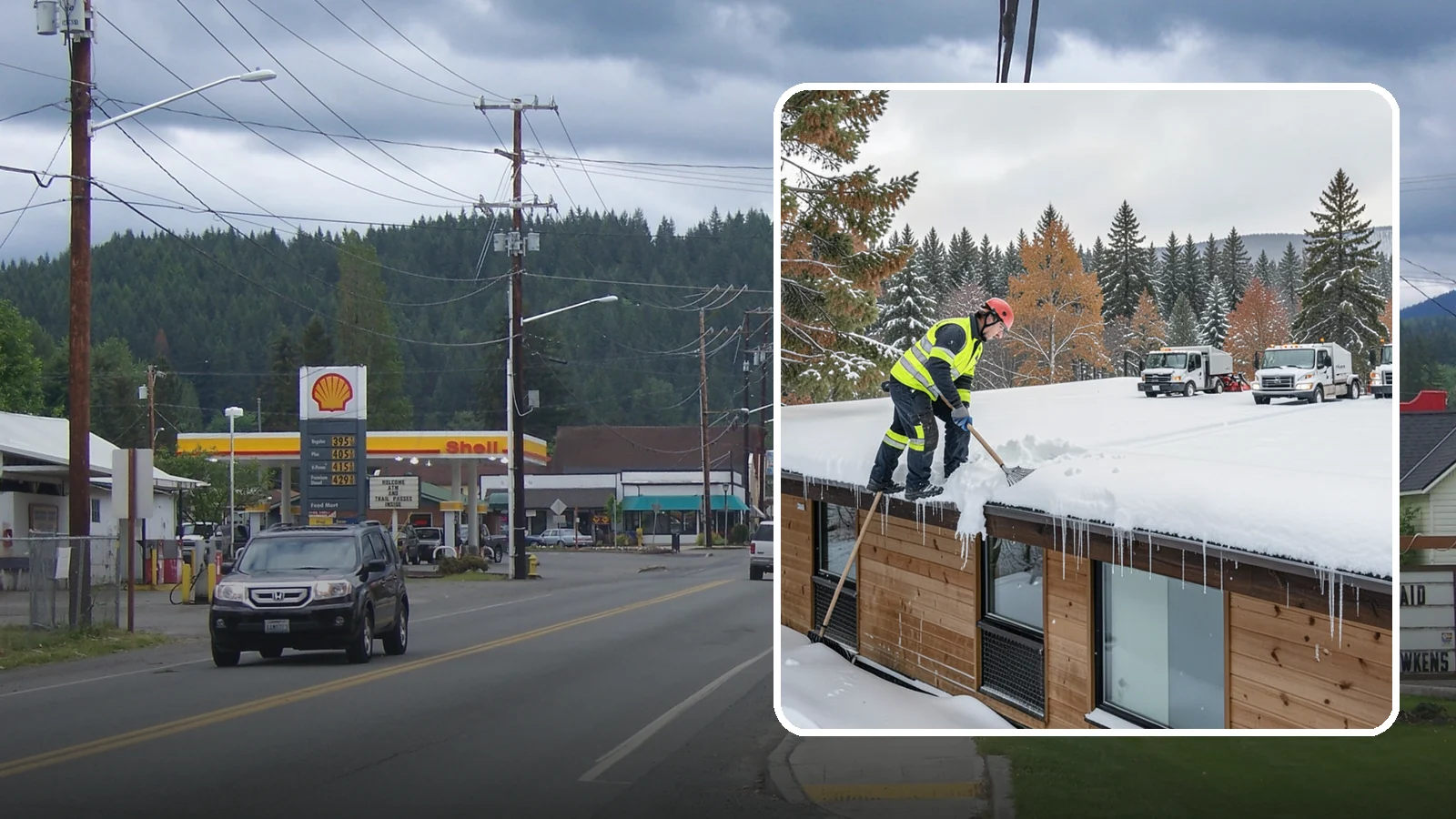 Commercial Roof Snow Removal in Granite Falls, Snohomish County, WA - We manage snow load on large commercial roofs to keep buildings safe and operations running.