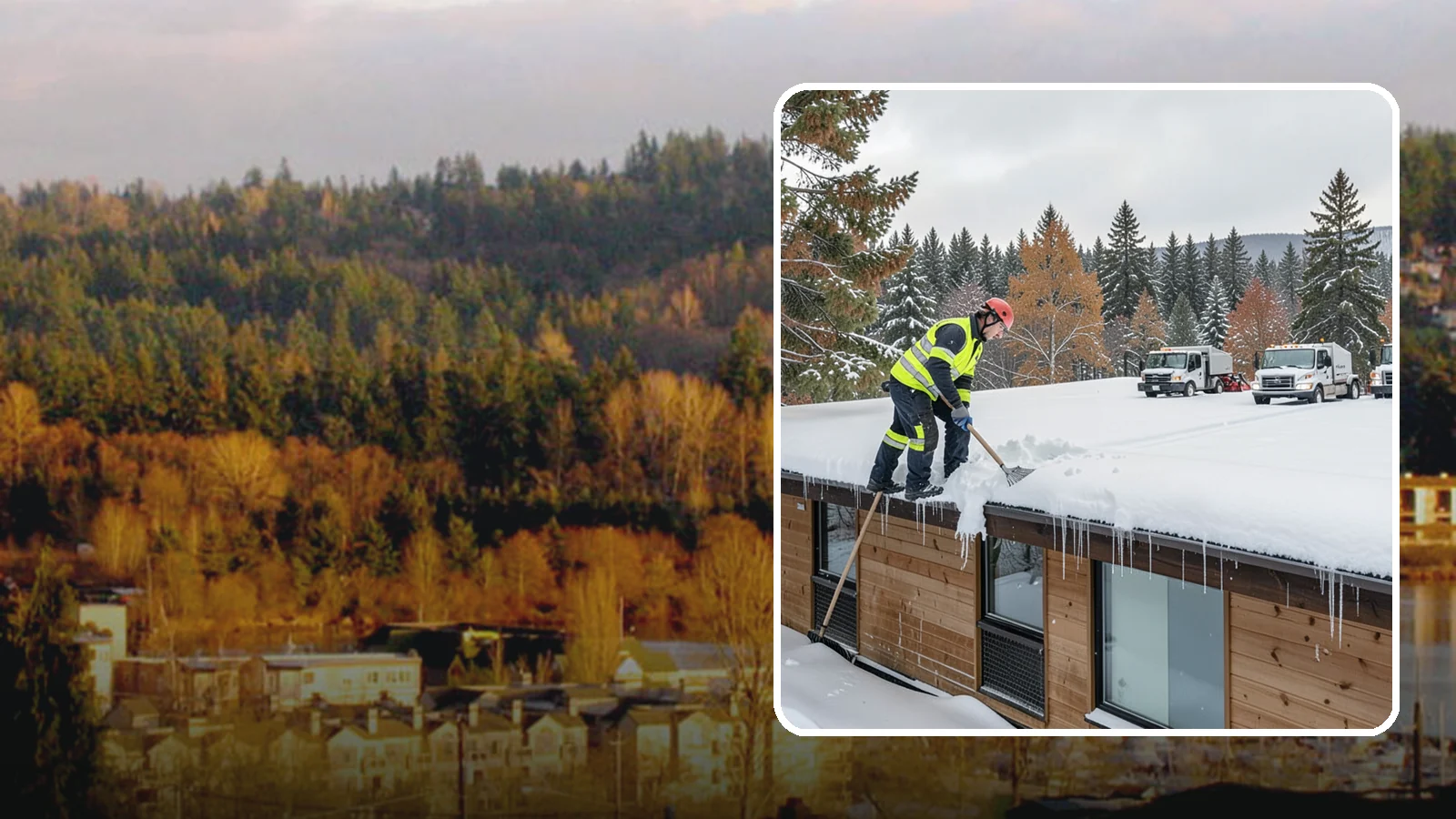 Commercial Roof Snow Removal in Kenmore, King County, WA - We manage snow load on large commercial roofs to keep buildings safe and operations running.