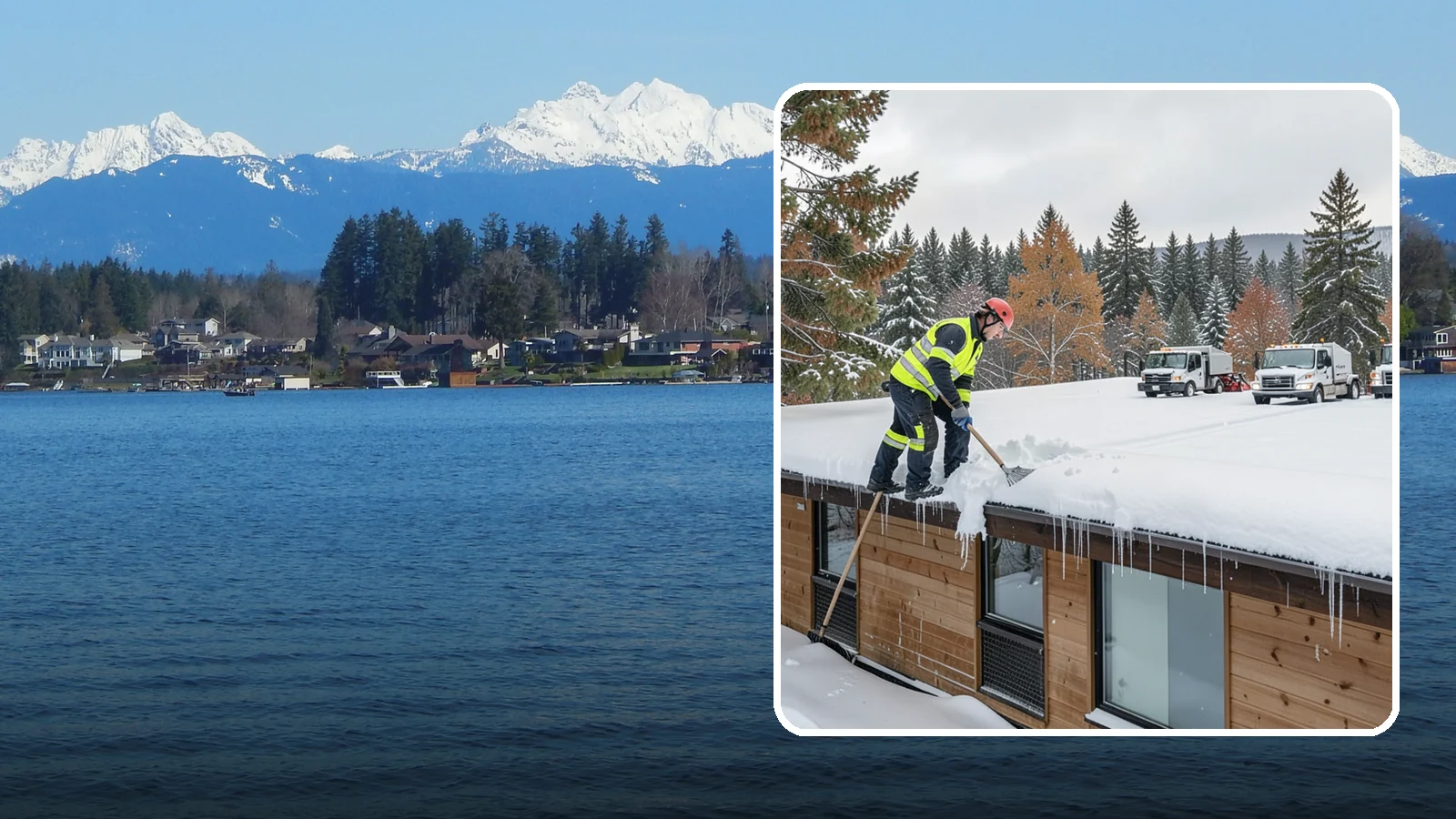 Commercial Roof Snow Removal in Lake Stevens, Snohomish County, WA - We manage snow load on large commercial roofs to keep buildings safe and operations running.