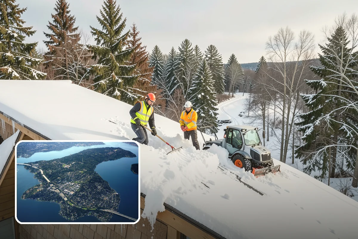 Commercial Roof Snow Removal in Mercer Island, King County, WA - Keeps large roofs under safe structural load limits