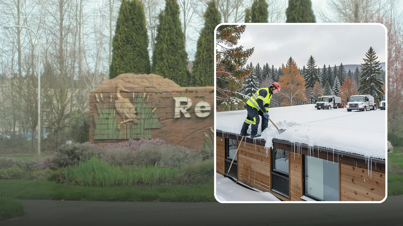 Commercial Roof Snow Removal in Renton, King County, WA - We manage snow load on large commercial roofs to keep buildings safe and operations running.