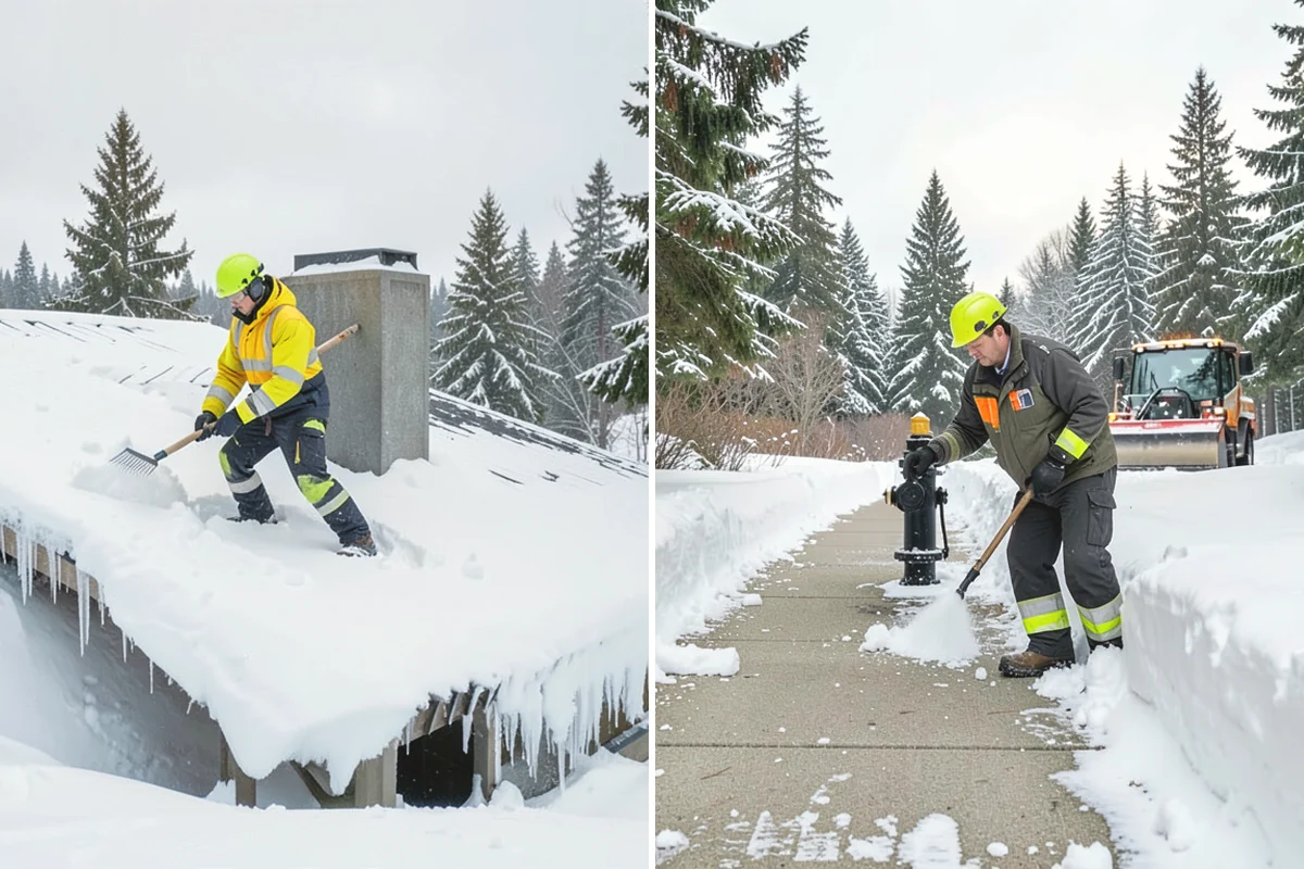 Commercial Roof Snow Removal in Ruston, Pierce County, WA - Survey the roof, equipment, and drains