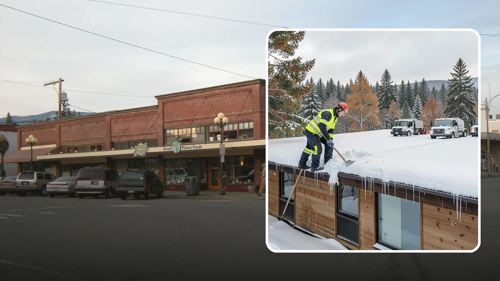 Commercial Roof Snow Removal in Sedro-Woolley, Skagit County, WA - We manage snow load on large commercial roofs to keep buildings safe and operations running.