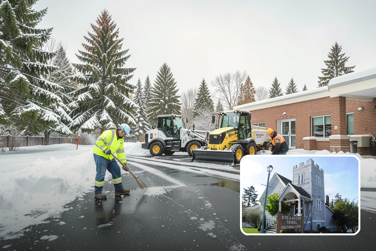 Commercial Roof Snow Removal in Steilacoom, Pierce County, WA - Keeps large roofs under safe structural load limits