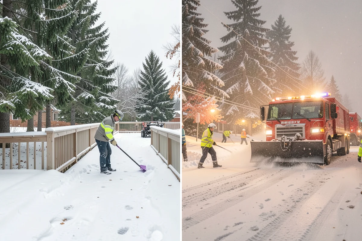 Commercial Roof Snow Removal in Steilacoom, Pierce County, WA - Survey the roof, equipment, and drains