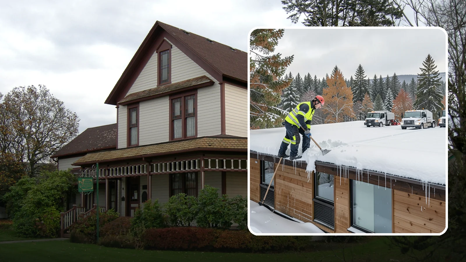 Commercial Roof Snow Removal in Sumner, Pierce County, WA - We manage snow load on large commercial roofs to keep buildings safe and operations running.