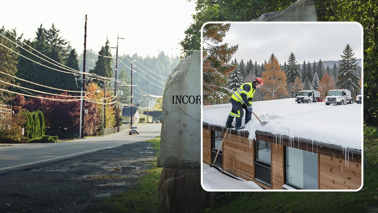 Commercial Roof Snow Removal in Wilkeson, Pierce County, WA - We manage snow load on large commercial roofs to keep buildings safe and operations running.